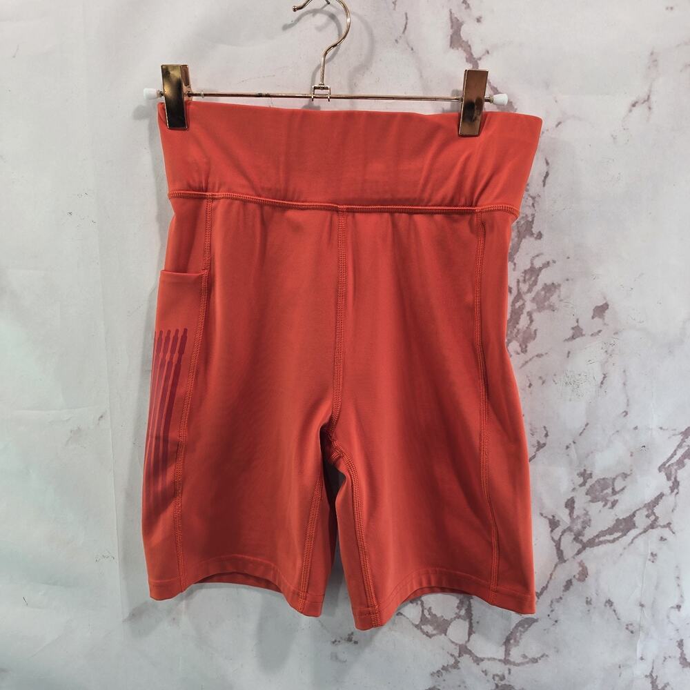 Savage X Fenty Shorts Womens Large Orange Biker Bike High Rise Pocket Band It